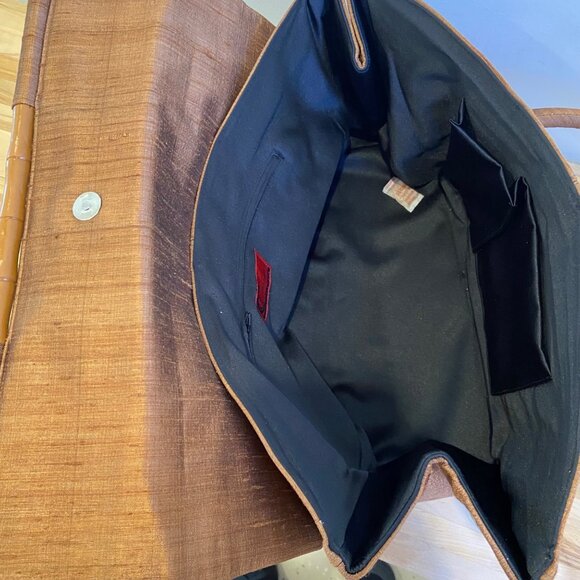 Vintage NWT Handcrafted Bamboo Fiber Handbag With Embroidered Flap By Concubine - Picture 13 of 15